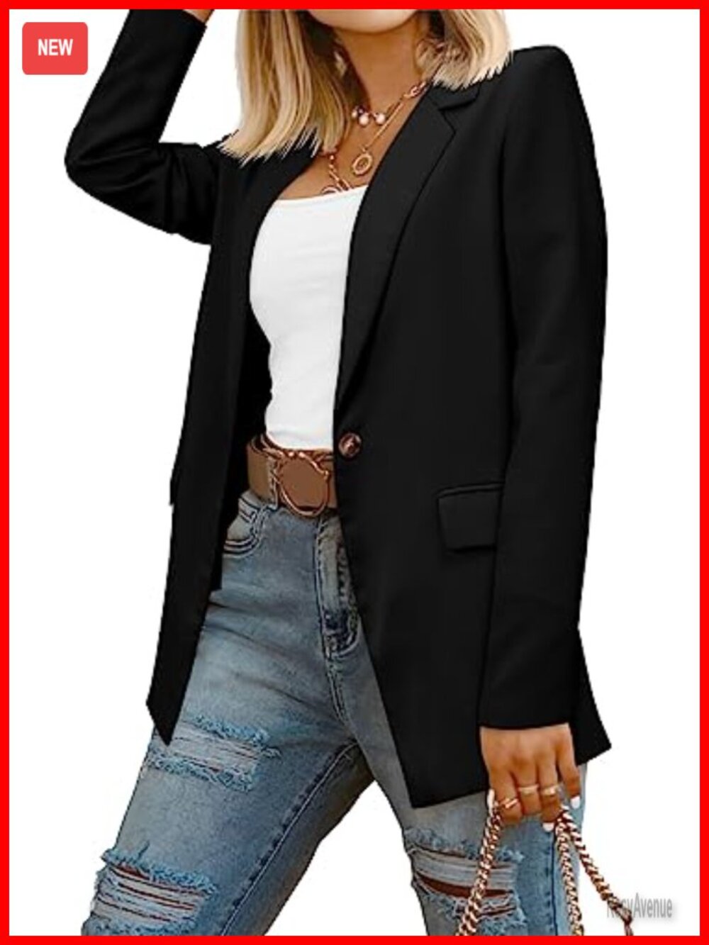 Women Business Casual Blazer Button Front Notch Lapel Lined Workwear